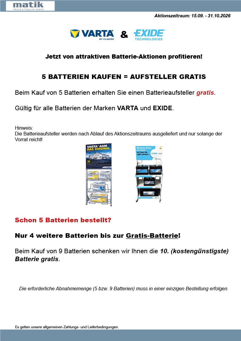 Batterie-Aktion VARTA & EXIDE
