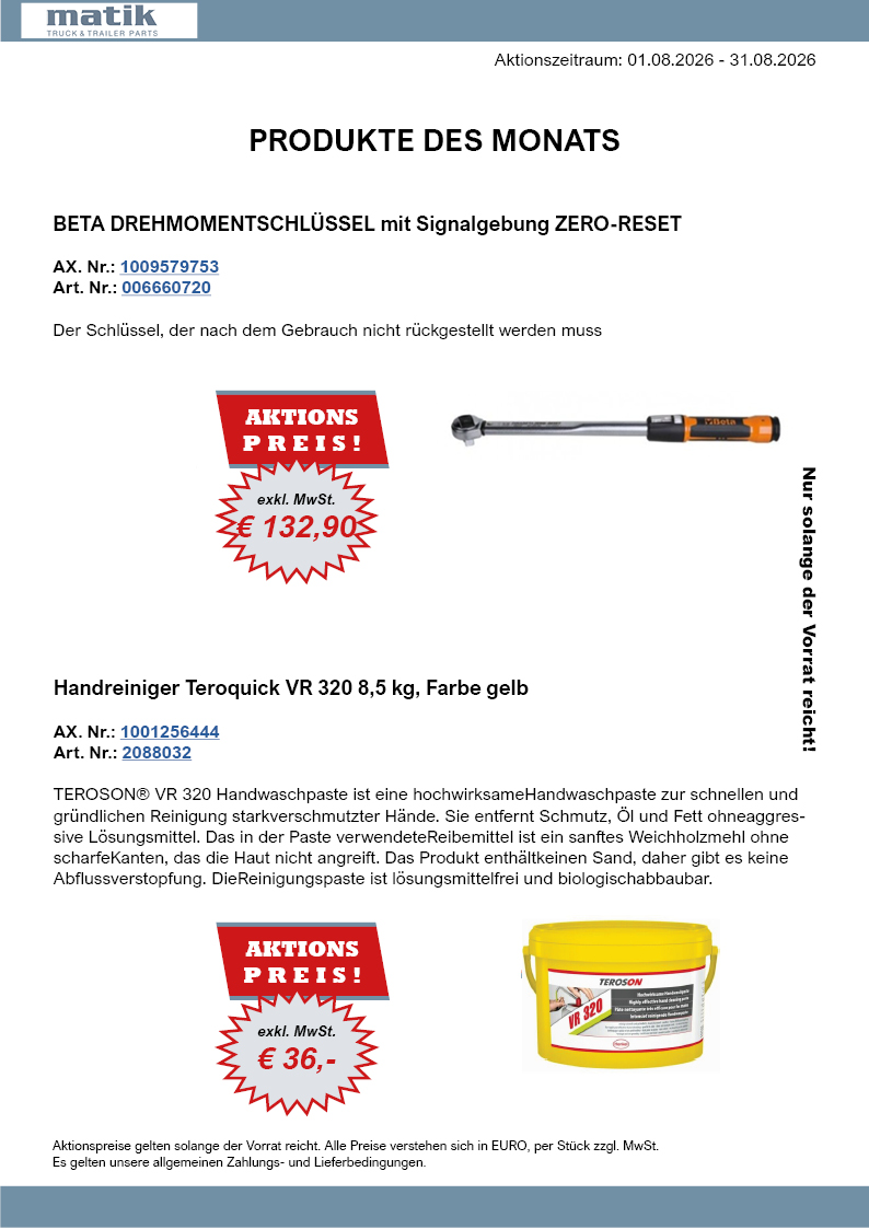 Produkte des Monats